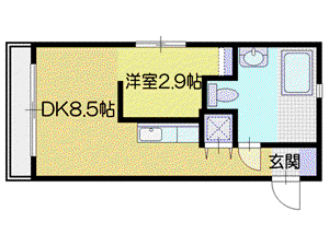 フレンズ本通南(1LDK/2階)の間取り写真