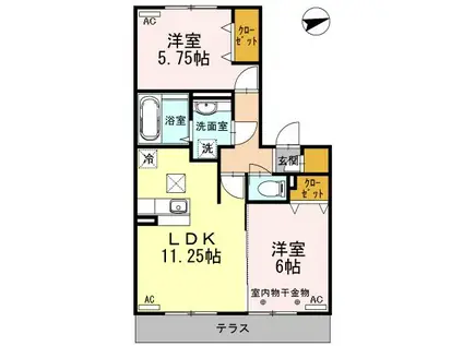 リルシア(2LDK/1階)の間取り写真