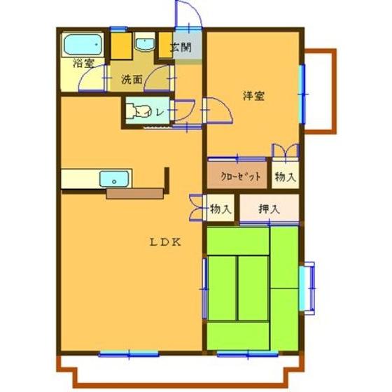 クレッセント江崎(2LDK/3階)の間取り写真
