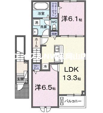 アヴェニールガーデン(2LDK/2階)の間取り写真