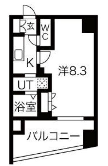 ライジングコート三宮マリーナシティ(1K/4階)の間取り写真