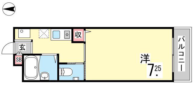 グランツ岡本(1K/1階)の間取り写真
