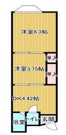 若葉荘(2DK/1階)の間取り写真