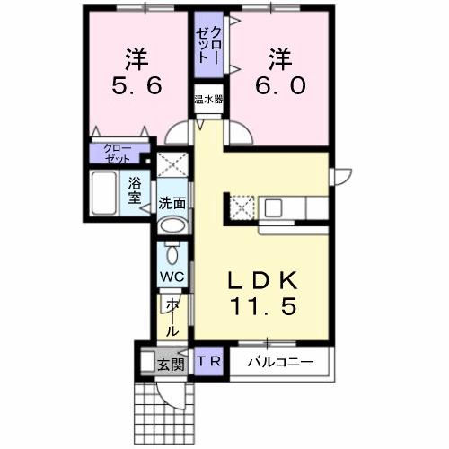 グレイス・柴田(2LDK/1階)の間取り写真