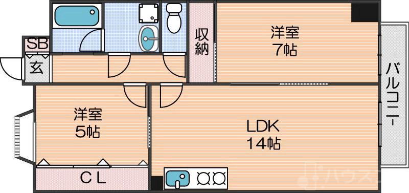 パークモダン住之江公園(2LDK/1階)の間取り写真