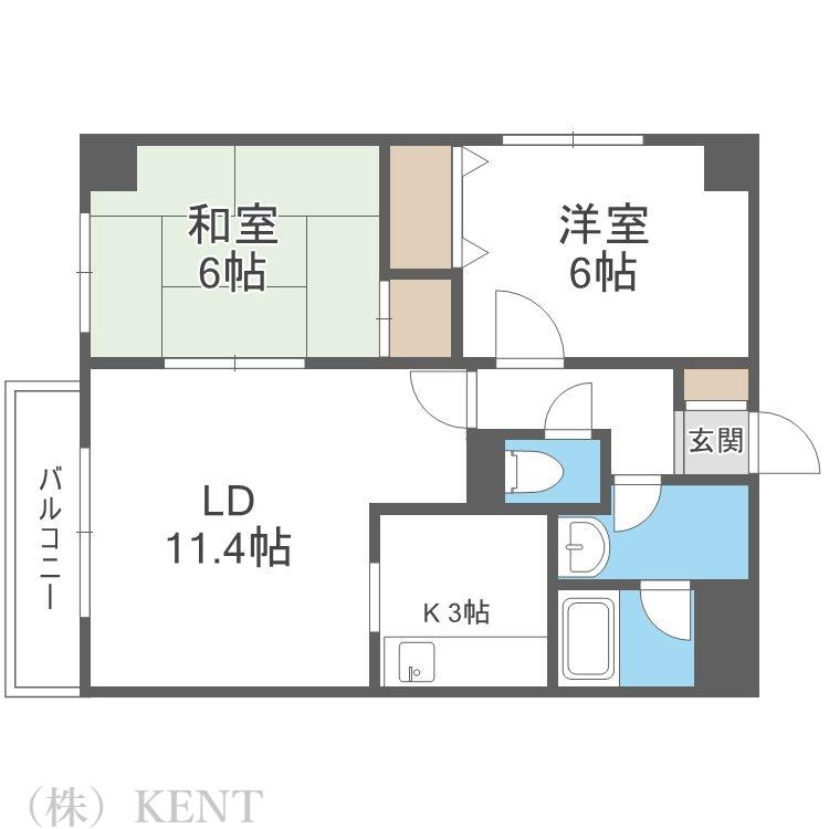デラシオン協和III(2LDK/4階)の間取り写真