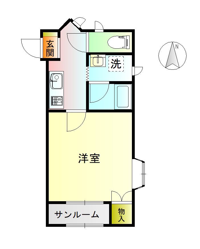 本町山岸ハイツ(1K/1階)の間取り写真