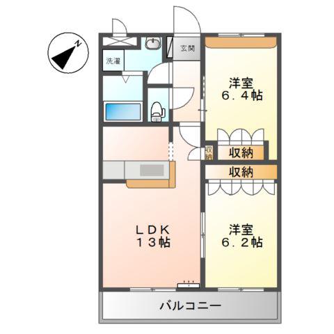 クレアハイム(2LDK/2階)の間取り写真