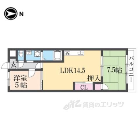 エクセル山崎(2LDK/2階)の間取り写真
