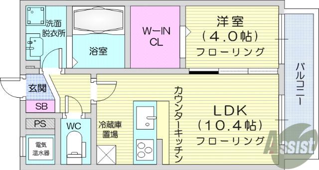 フロレスタ上杉(1LDK/1階)の間取り写真