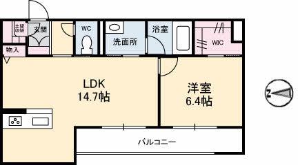 シャーメゾンステージ新山口駅前 C棟(1LDK/1階)の間取り写真