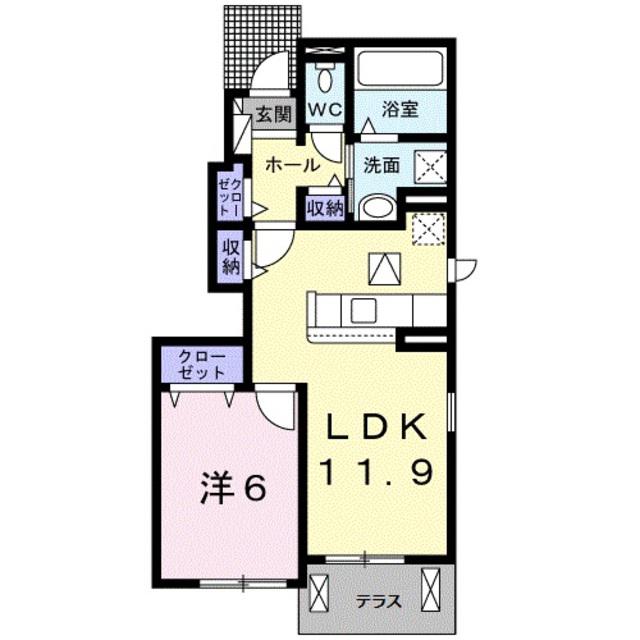 プラシド・ラウレア(1LDK/1階)の間取り写真