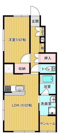 クリスタルステージI(1LDK/1階)の間取り写真