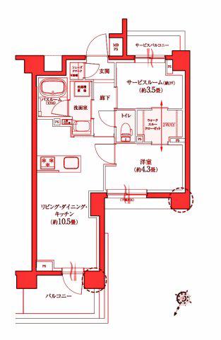 クリオベルヴィ横濱サウス(1SLDK/3階)の間取り写真