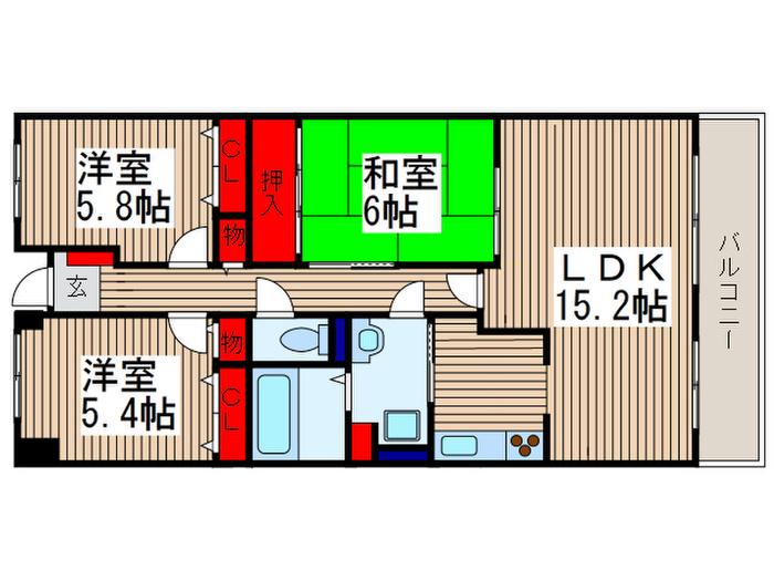 戸田パークフォルム(3LDK/5階)の間取り写真