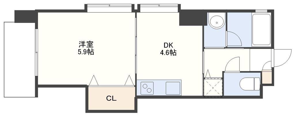 シャミール(1DK/2階)の間取り写真