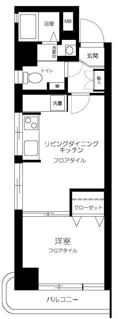秀和目黒駅前レジデンス(1LDK/4階)の間取り写真