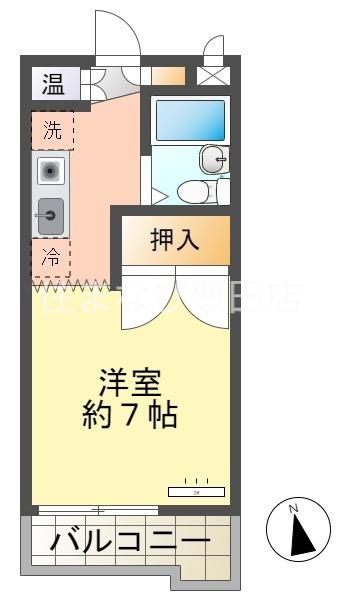 若宮ビューハイツ(ワンルーム/8階)の間取り写真