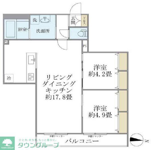 ヒル・シャンス大倉山(2LDK/1階)の間取り写真
