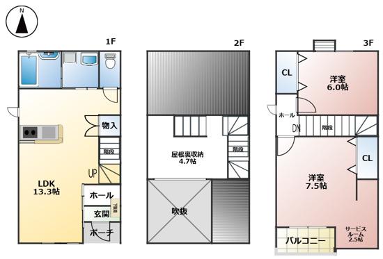 烏森町3-35連家宙(2LDK/1階)の間取り写真
