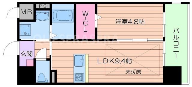 第22関根マンション(1LDK/6階)の間取り写真