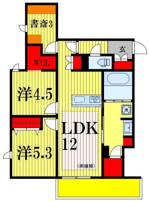 ウエスト・ノワール(2SLDK/2階)の間取り写真