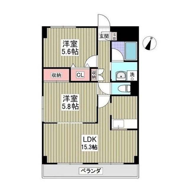 オーチャード(2LDK/4階)の間取り写真