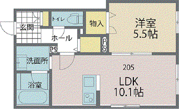 プレミアスさくら(1LDK/2階)の間取り写真