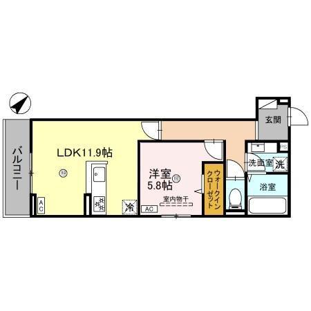 トリシア YUKI(1LDK/3階)の間取り写真