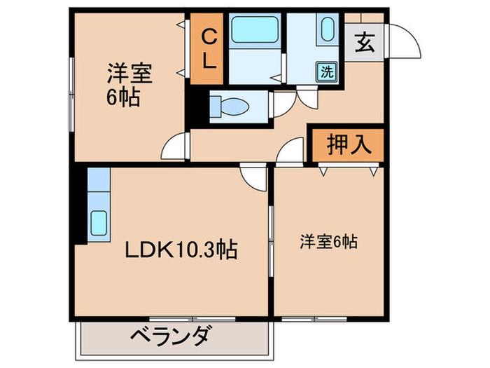 コーラルリーフ(2LDK/1階)の間取り写真