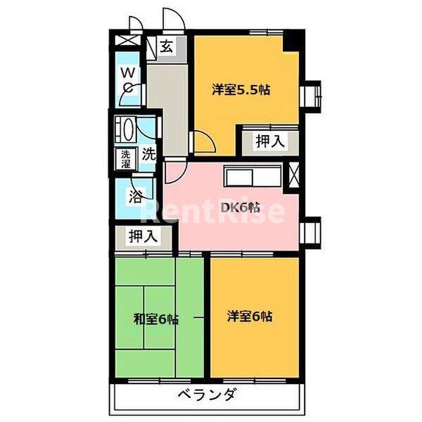 ソレアード川添(3DK/3階)の間取り写真