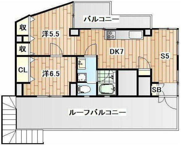 萩霞ビル(2LDK/4階)の間取り写真