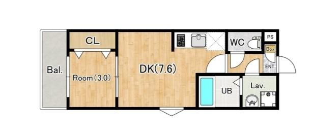 ジーメゾン大宮今羽町(1DK/3階)の間取り写真