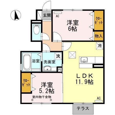 マイスター蔵前 B棟(2LDK/1階)の間取り写真