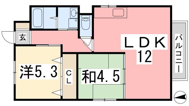 ヴィークル白浜(2LDK/6階)の間取り写真