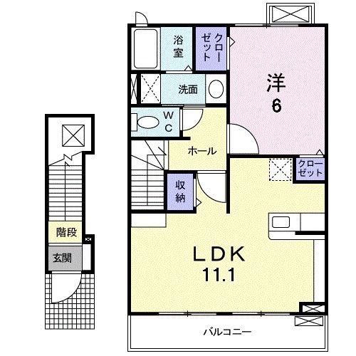 ファイン・ロイテ S・K(1LDK/2階)の間取り写真