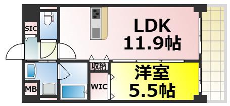 ステラ桜川(1LDK/8階)の間取り写真
