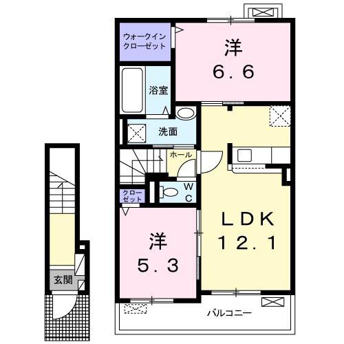 J-フォレストI(2LDK/2階)の間取り写真