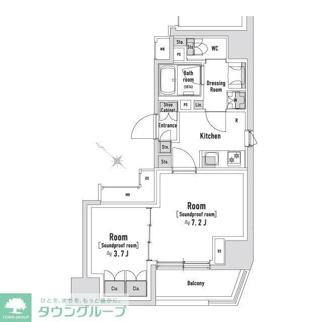 TRACK八丁堀(2K/4階)の間取り写真