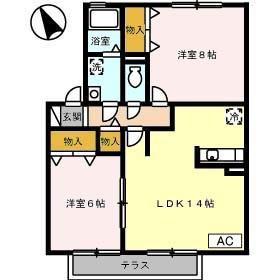 クリスタルガーデンIII(2LDK/1階)の間取り写真