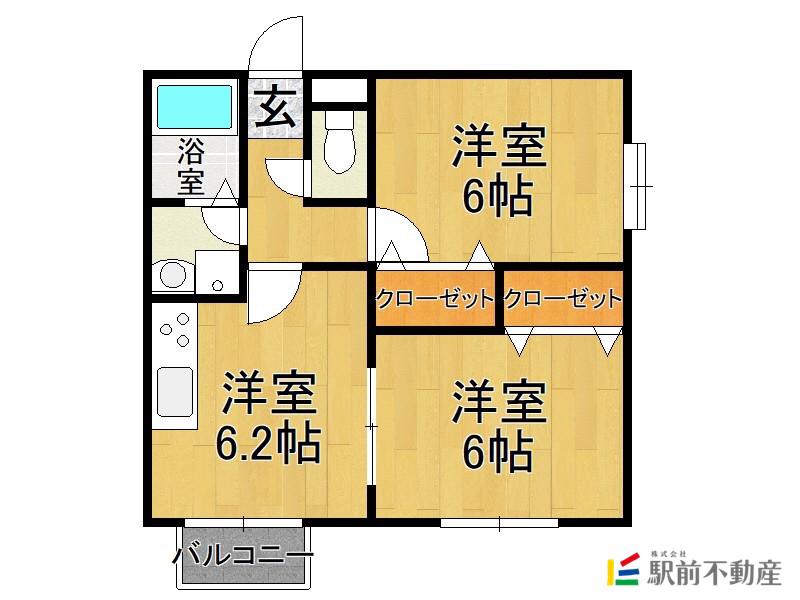 シャルム津福(2DK/2階)の間取り写真