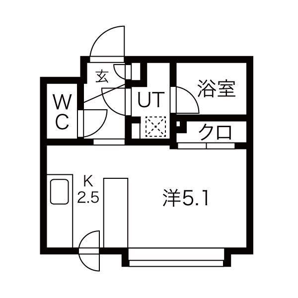 ピュア東彩館VI(1K/2階)の間取り写真