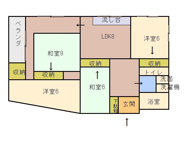 西子飼アパート(4LDK/2階)の間取り写真