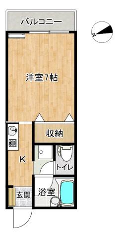 サンシティ大塔(1K/2階)の間取り写真
