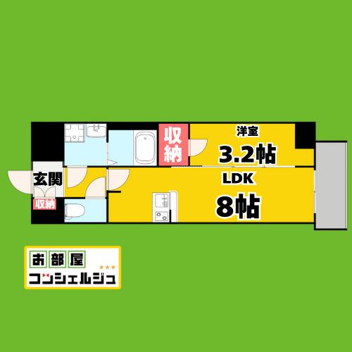 クレヴィスタ名古屋上前津(1LDK/5階)の間取り写真