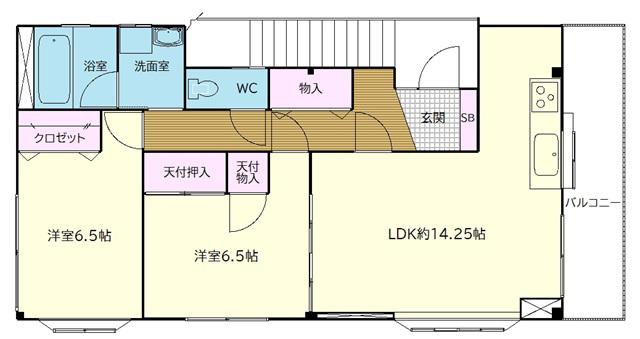 アライビル(2LDK/3階)の間取り写真