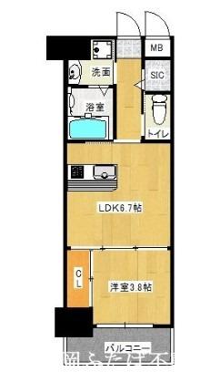 ラファセアリービオ博多(1LDK/3階)の間取り写真
