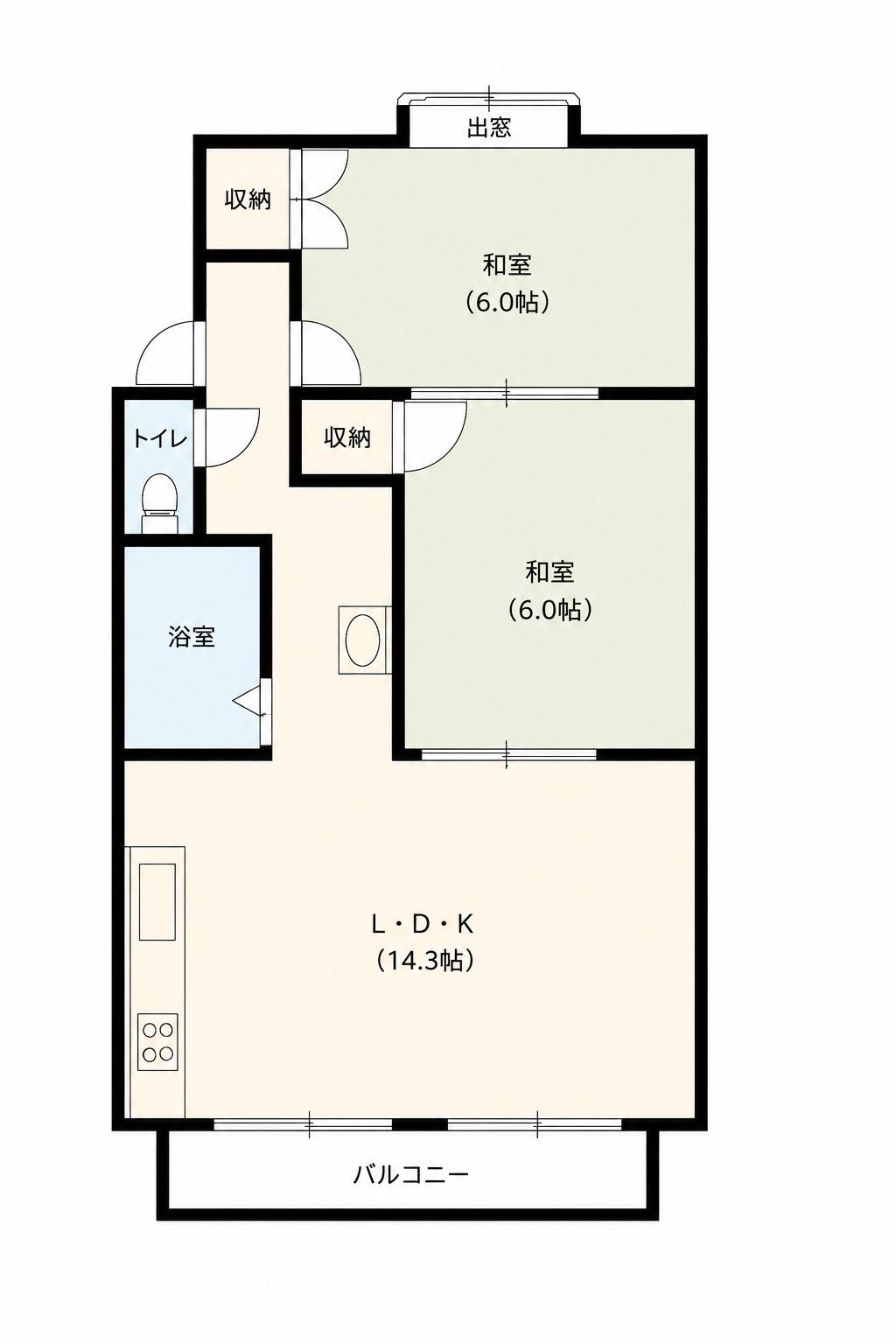 ワルツハイム(2LDK/2階)の間取り写真