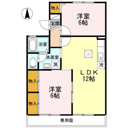HOUSE T&T(2LDK/1階)の間取り写真