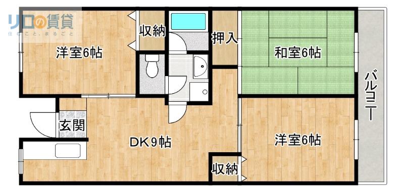 明青ハイツ(3DK/2階)の間取り写真